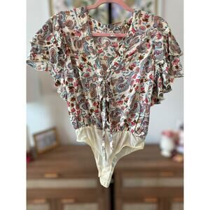 Free People Intimately Call Me Later Paisley Printed Bodysuit Size S